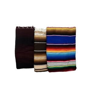3 Authentic Falsa Mexico Blankets Emisa Serape